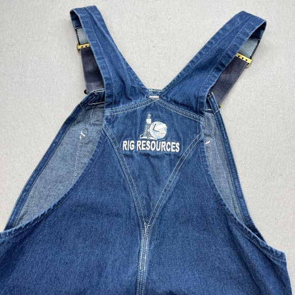 Carhartt Denim Bib Overalls Blue 36x28 Rig Resources Patch Vintage 90s Workwear - Picture 4 of 5